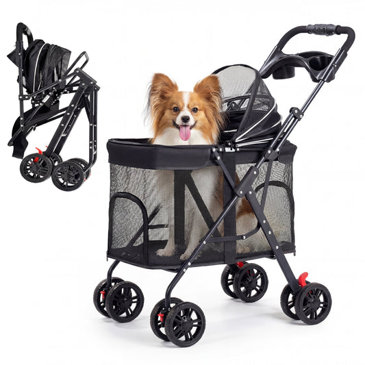 Advwin Foldable Large Pet Stroller w/ 360° Breathable Mesh