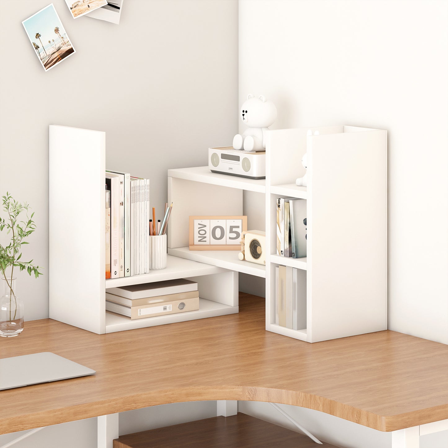 Advwin Adjustable Desktop Bookshelf Organizer