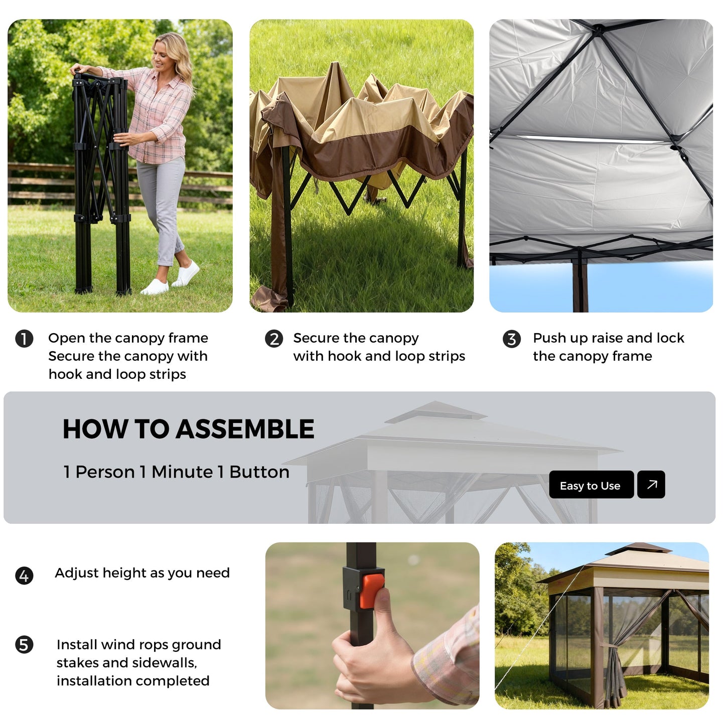Advwin 3.3x3.3m Double Roof Gazebo Marquee with Mesh Panels