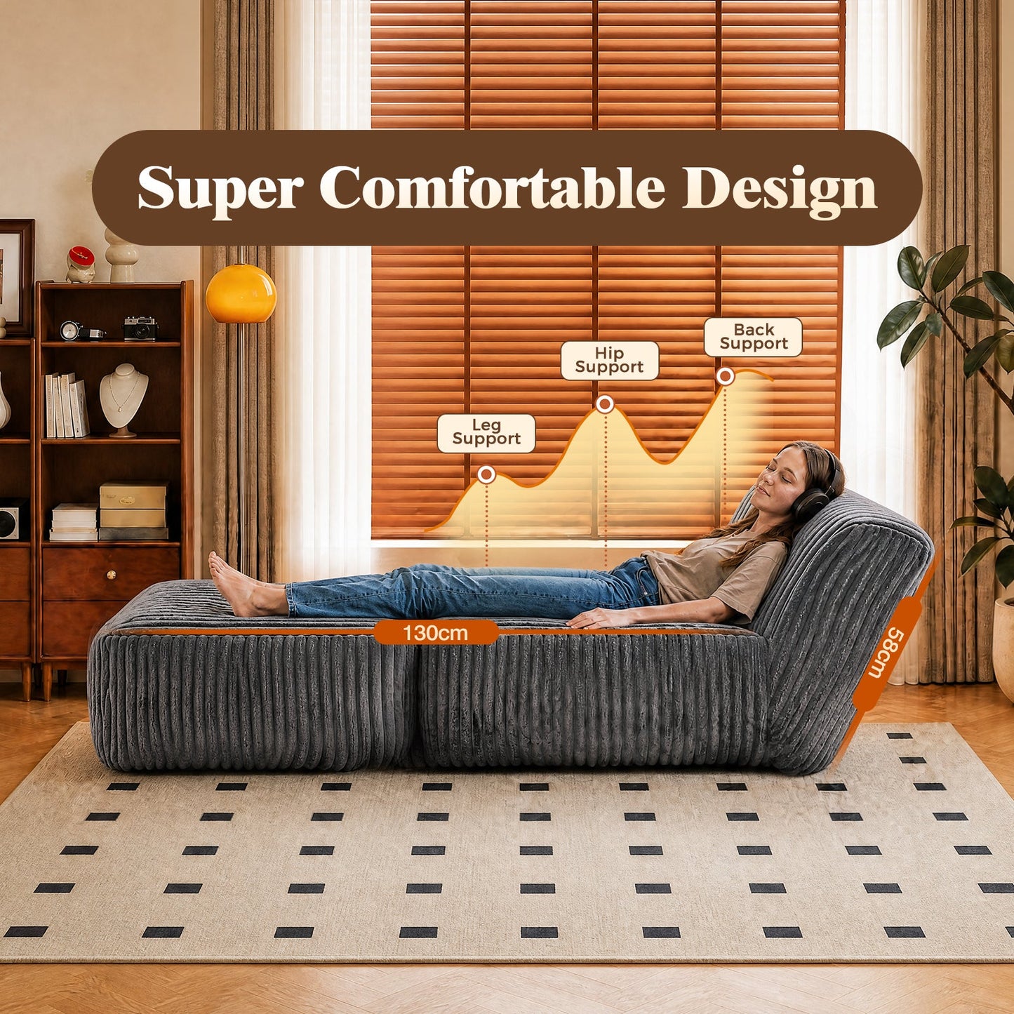 Advwin Bean Bag Floor Sofa w/ High-Density Foam