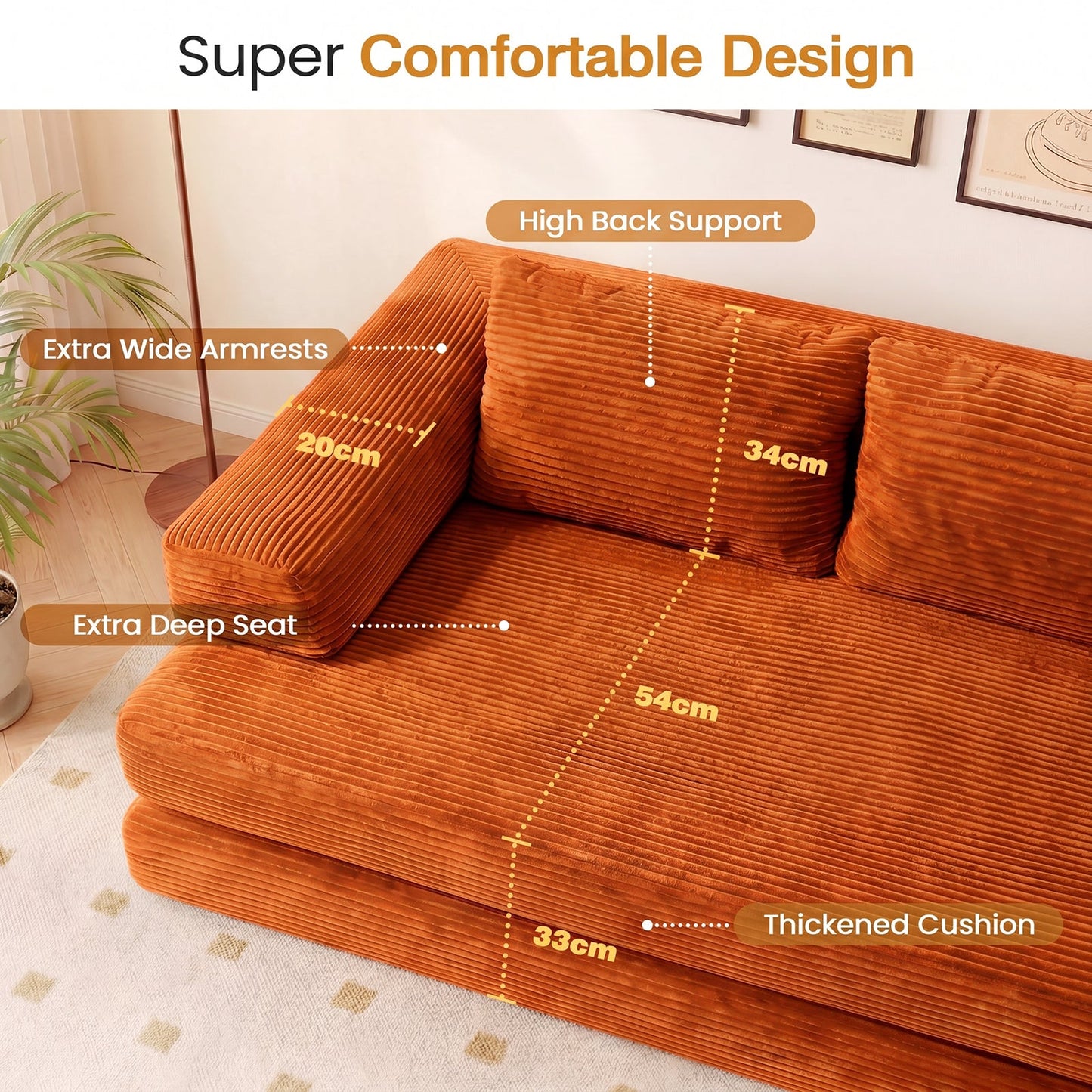 Advwin Folding Sofa Bed Convertible Floor Loveseat Sofa