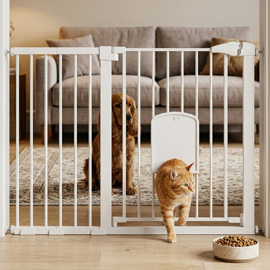 Advwin Metal Pet Safety Gate with Cat Door