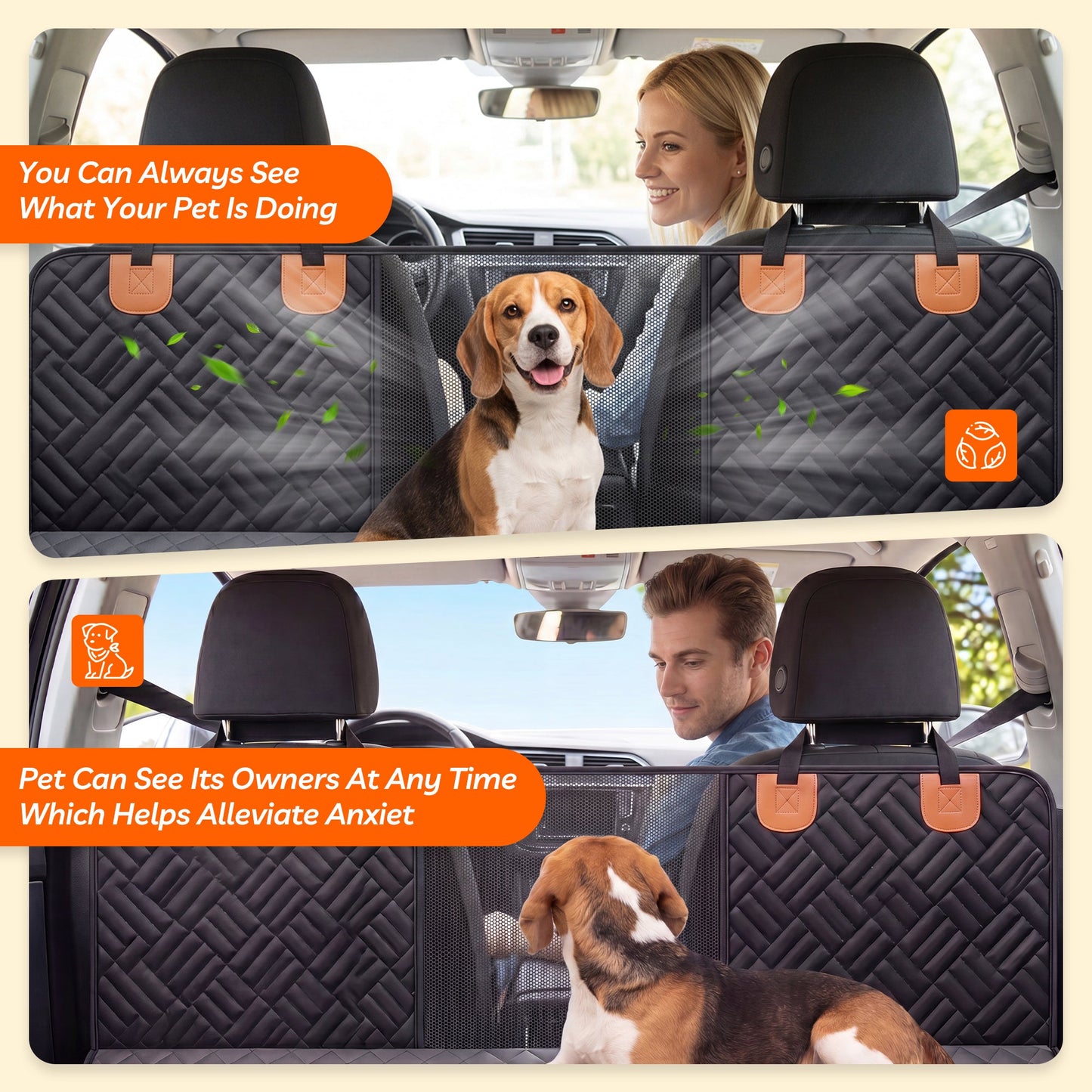 Advwin Dog Car Seat Cover Hard Bottom for Back Seat Extender