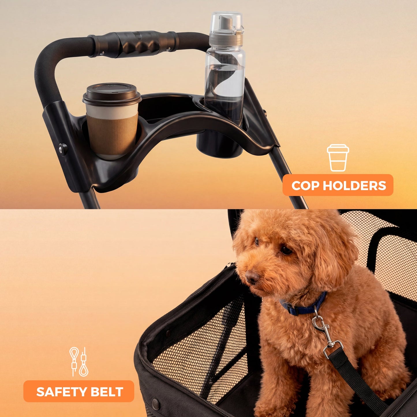 Advwin Foldable Large Pet Stroller w/ 360° Breathable Mesh