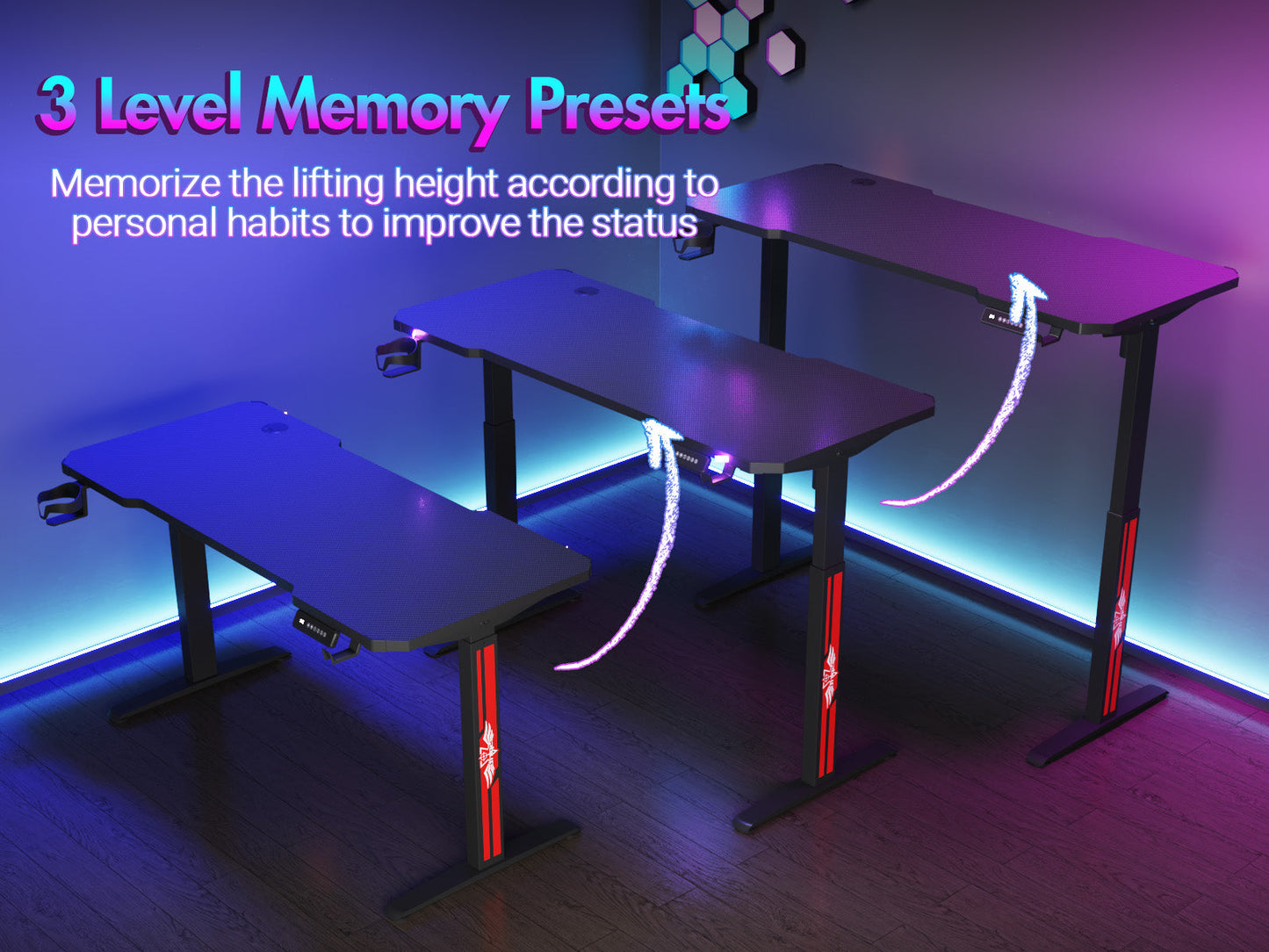 Advwin Electric Standing Gaming Desk RGB LED 140cm
