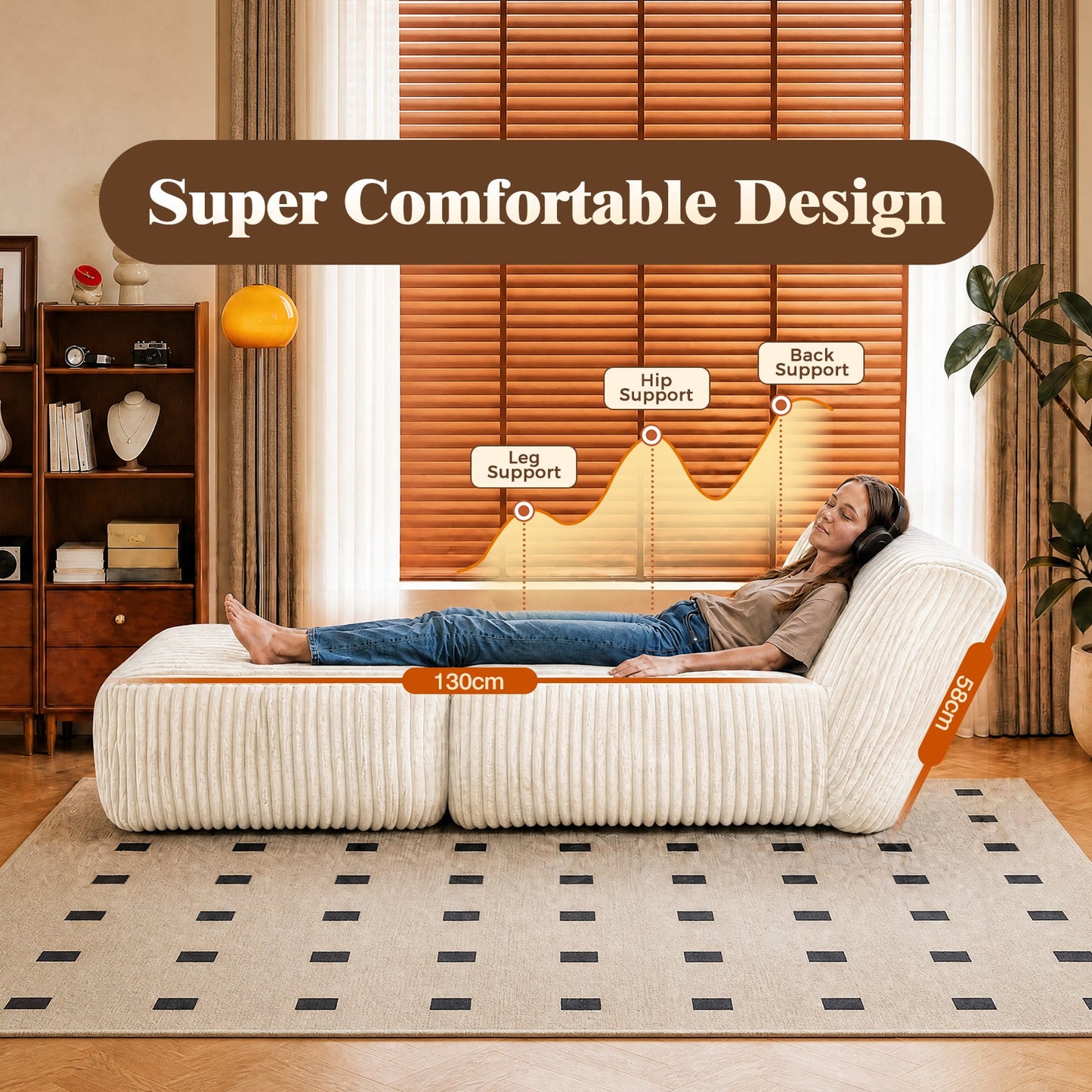 Advwin Bean Bag Floor Sofa w/ High-Density Foam