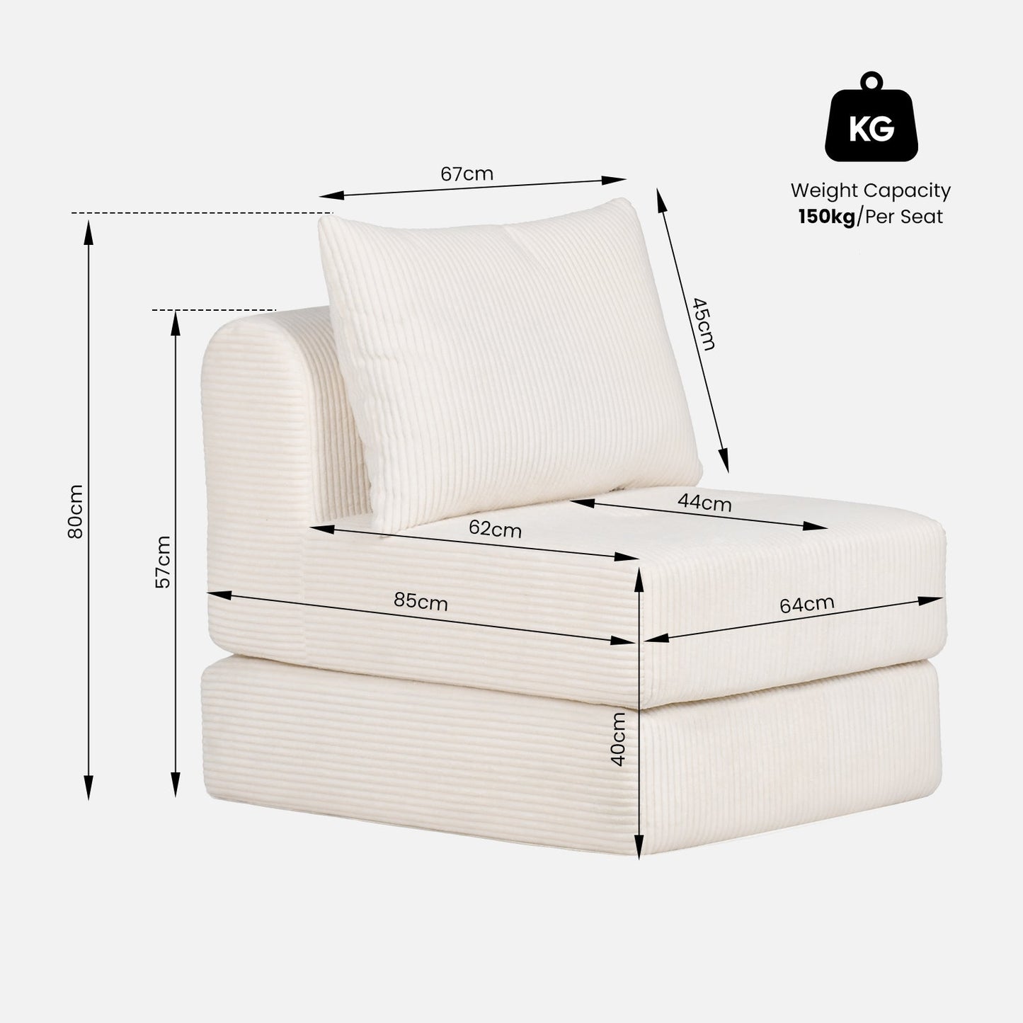 Advwin Stackable Corduroy Sofa Lounger