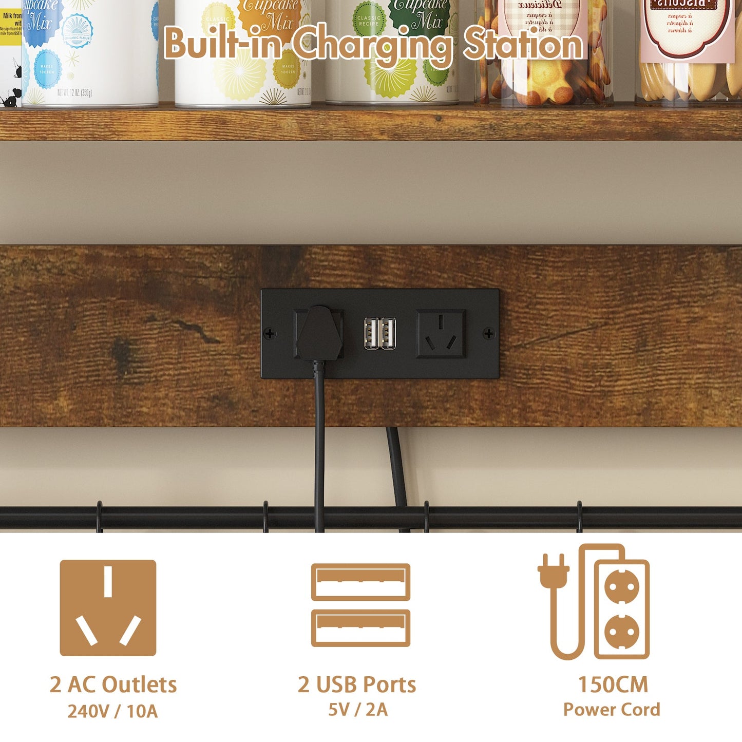 Advwin 6 Tiers Large Bakers Rack with Power Outlets