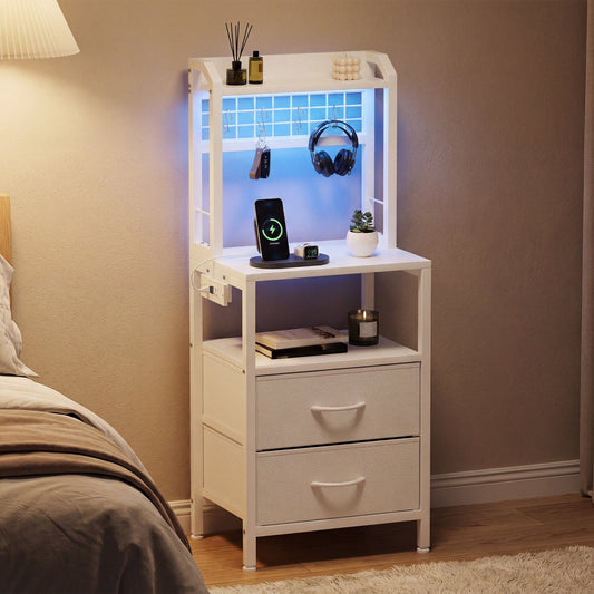 Advwin Bedside Table with Charging Station
