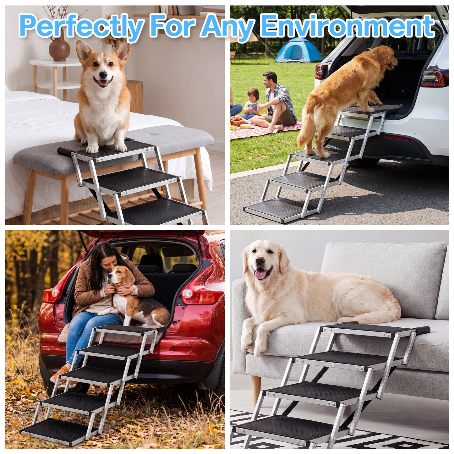 Advwin 5 Steps Dog Ramp for Car with Adjustable Height