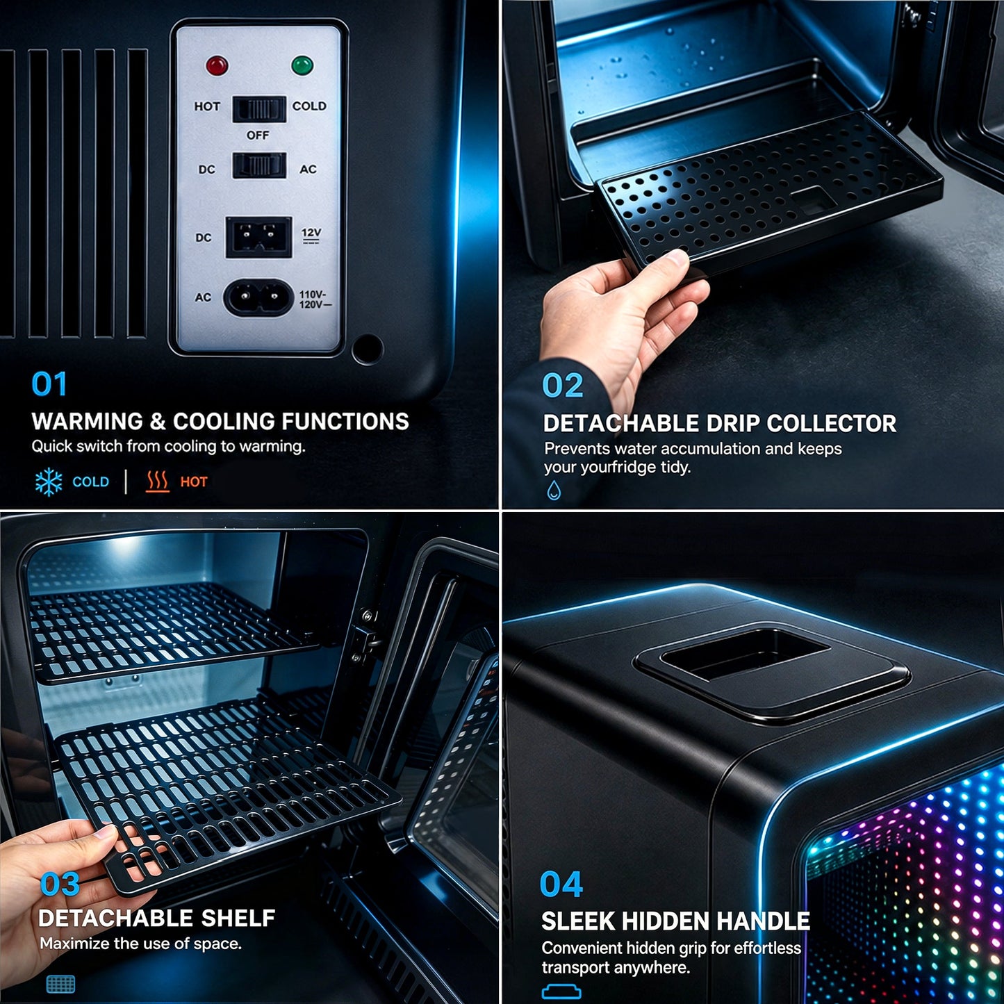 Advwin 20L Mini Fridge with LED Light for Bedroom