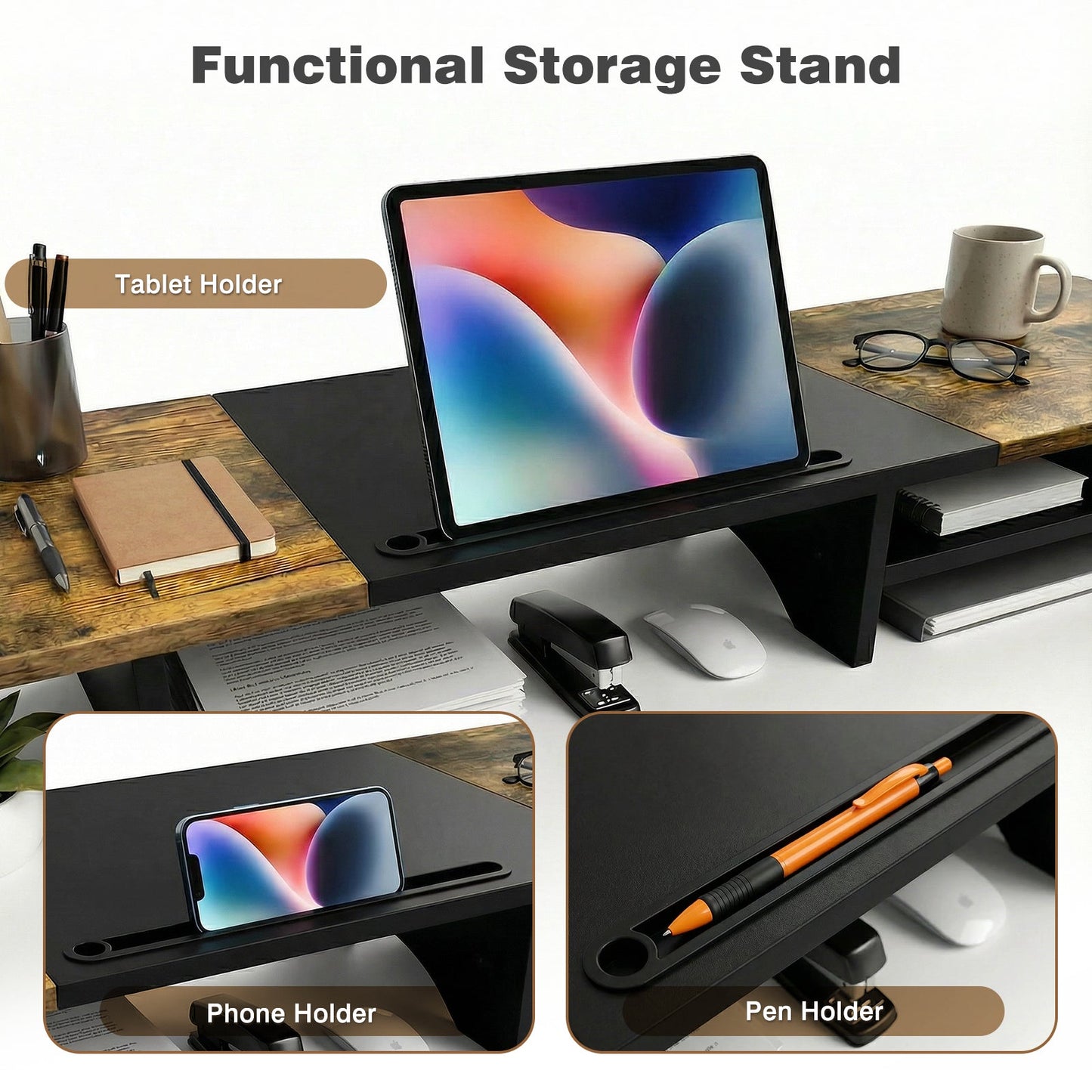 Advwin 100cm Dual Monitor Stand with Storage