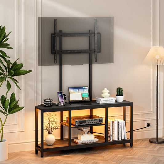 Advwin TV Stand with Built-in Mount & LED Lights 115cm
