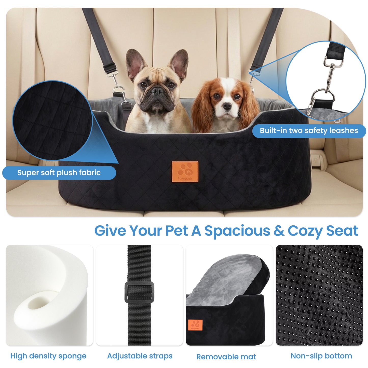 Advwin Washable Dog Car Seat for Small/Medium Dogs
