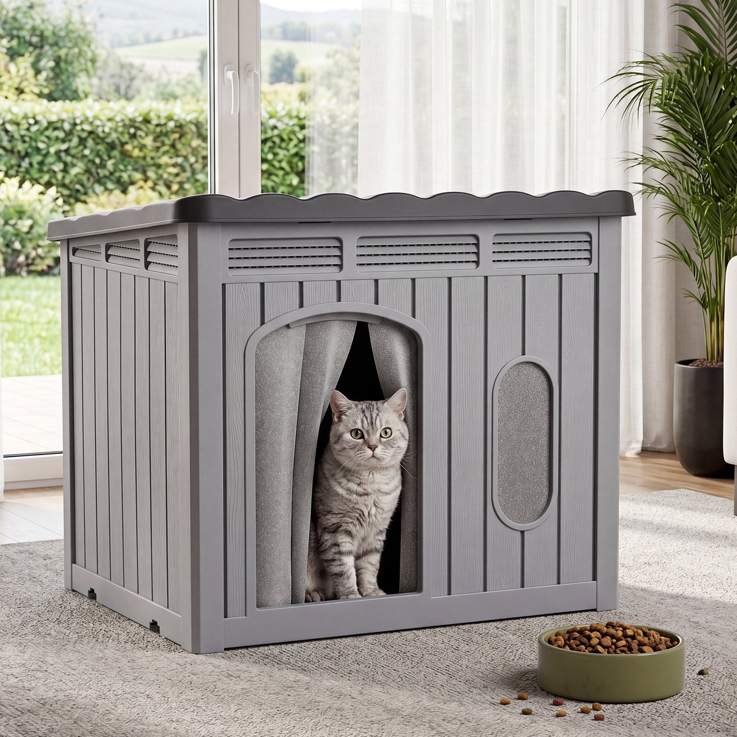 Advwin Weatherproof Plastic Dog House with Openable Roof