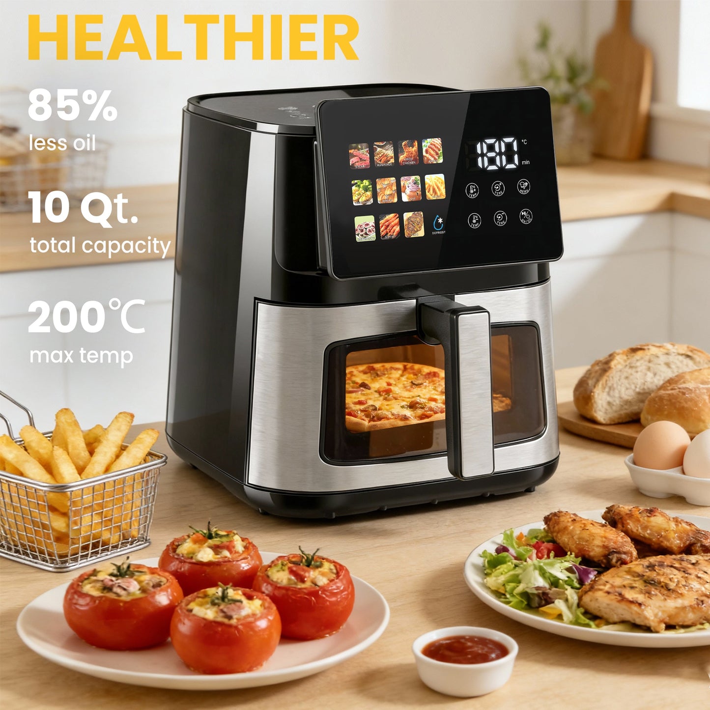 Advwin 12-in-1 Digital Air Fryer w/ LED Touchscreen 10L