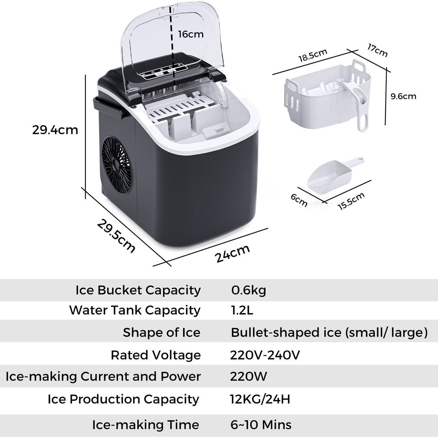 Advwin Portable Countertop Ice Maker with Handle & Basket