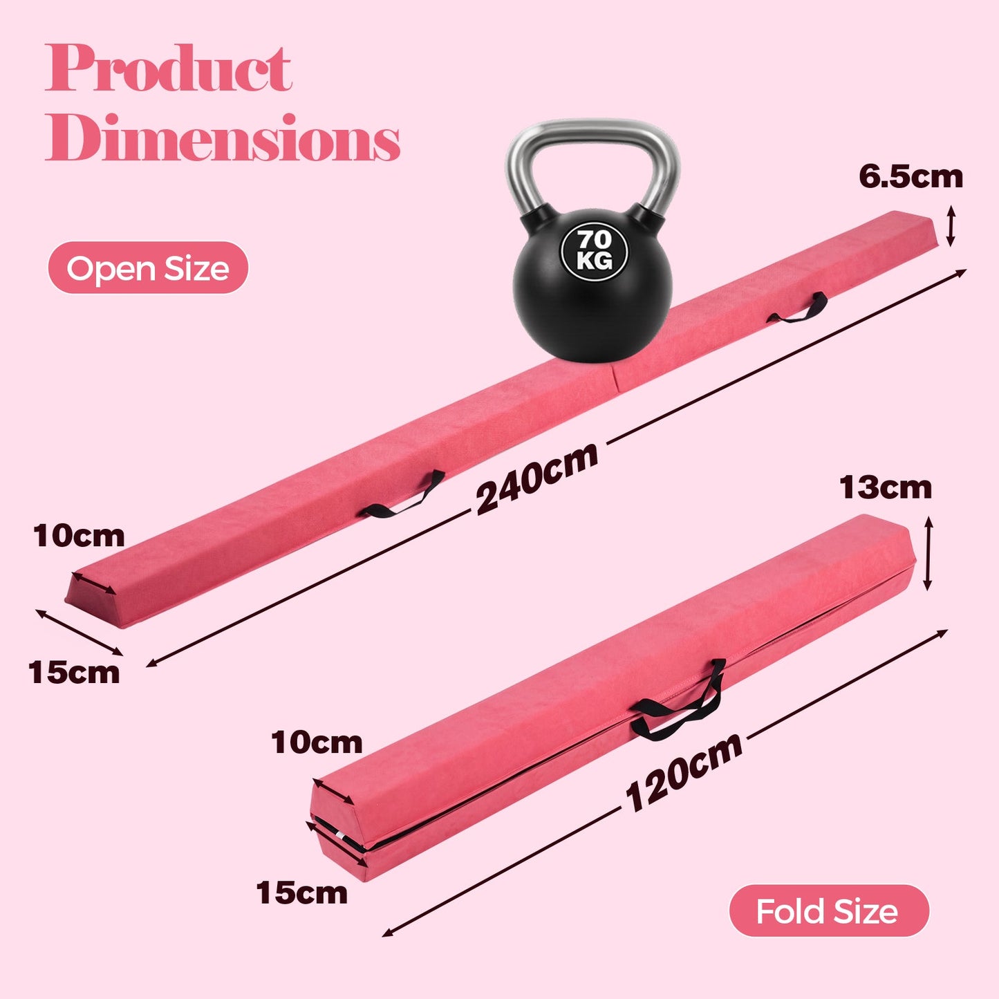 Advwin 8FT Folding Gymnastics Balance Beam for Kids