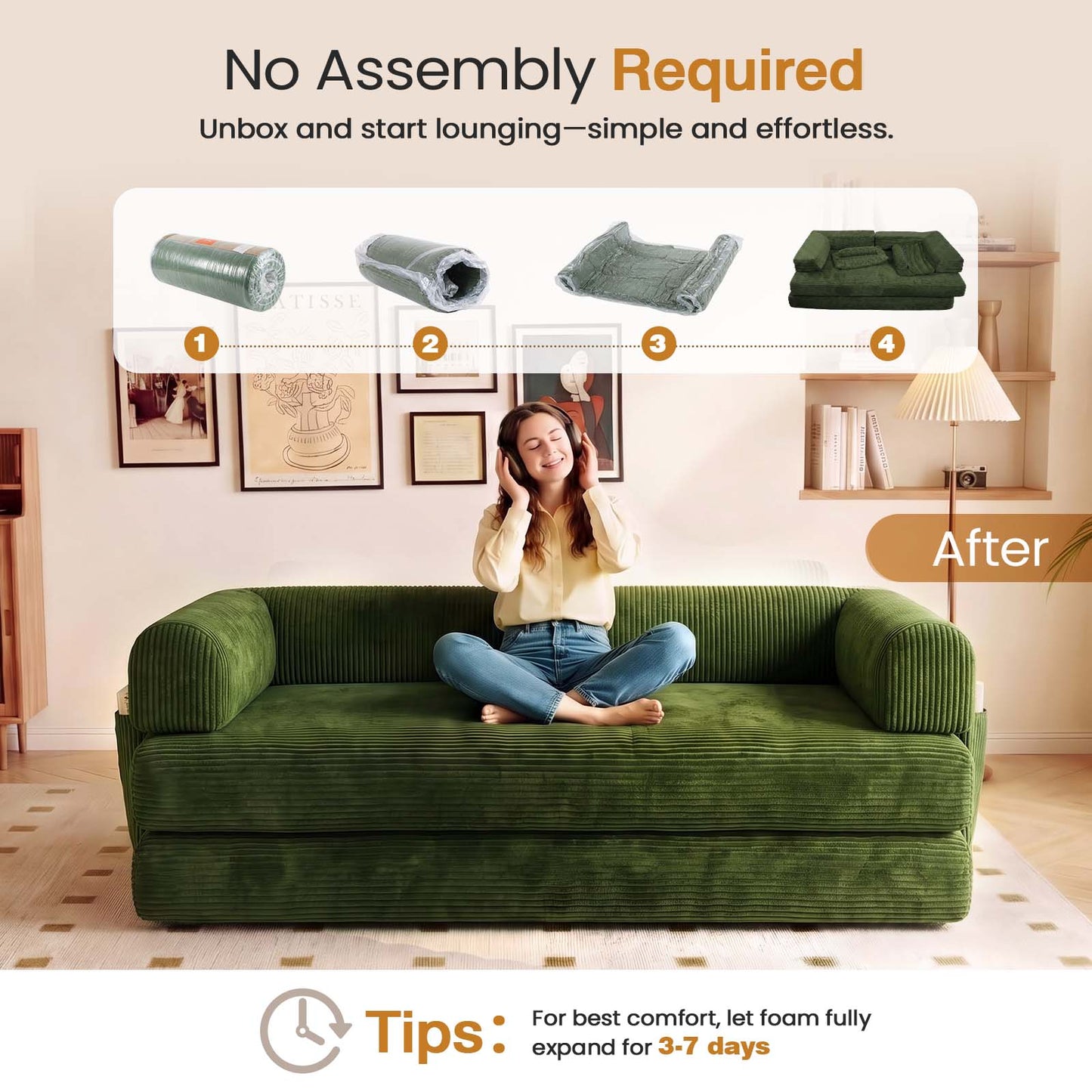 Advwin 5-in-1 Convertible Folding Loveseat Sofa Bed