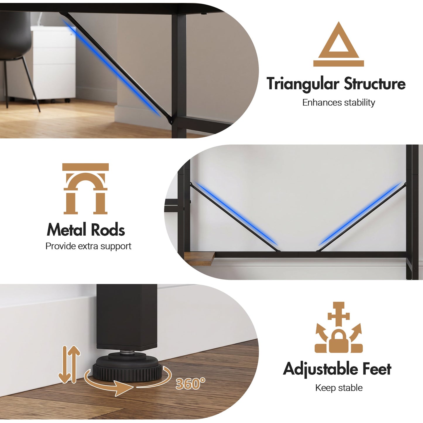 Advwin 90cm Reversible Computer Desk for Home & Office