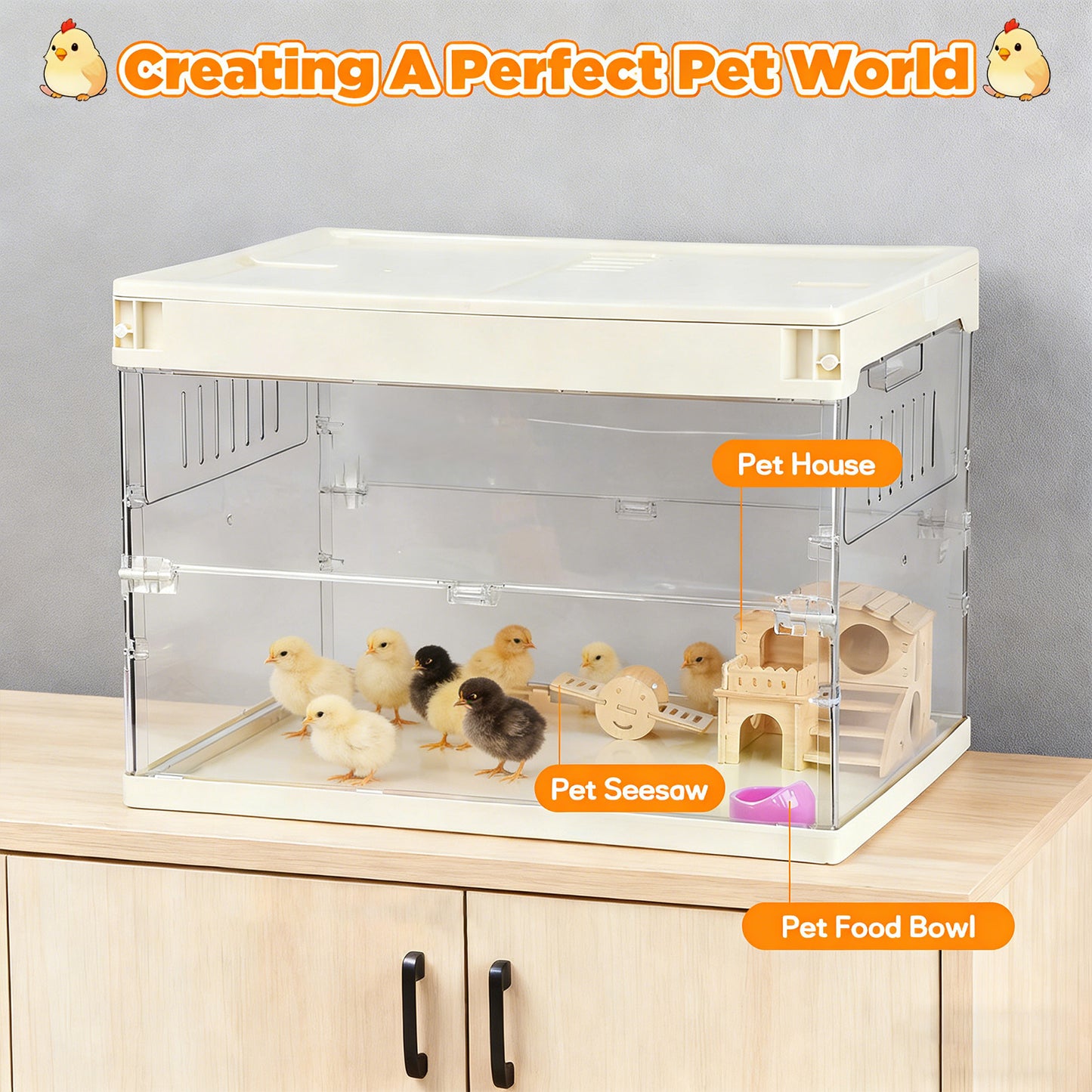Advwin Foldable Transparent Hamster & Guinea Pig Cage