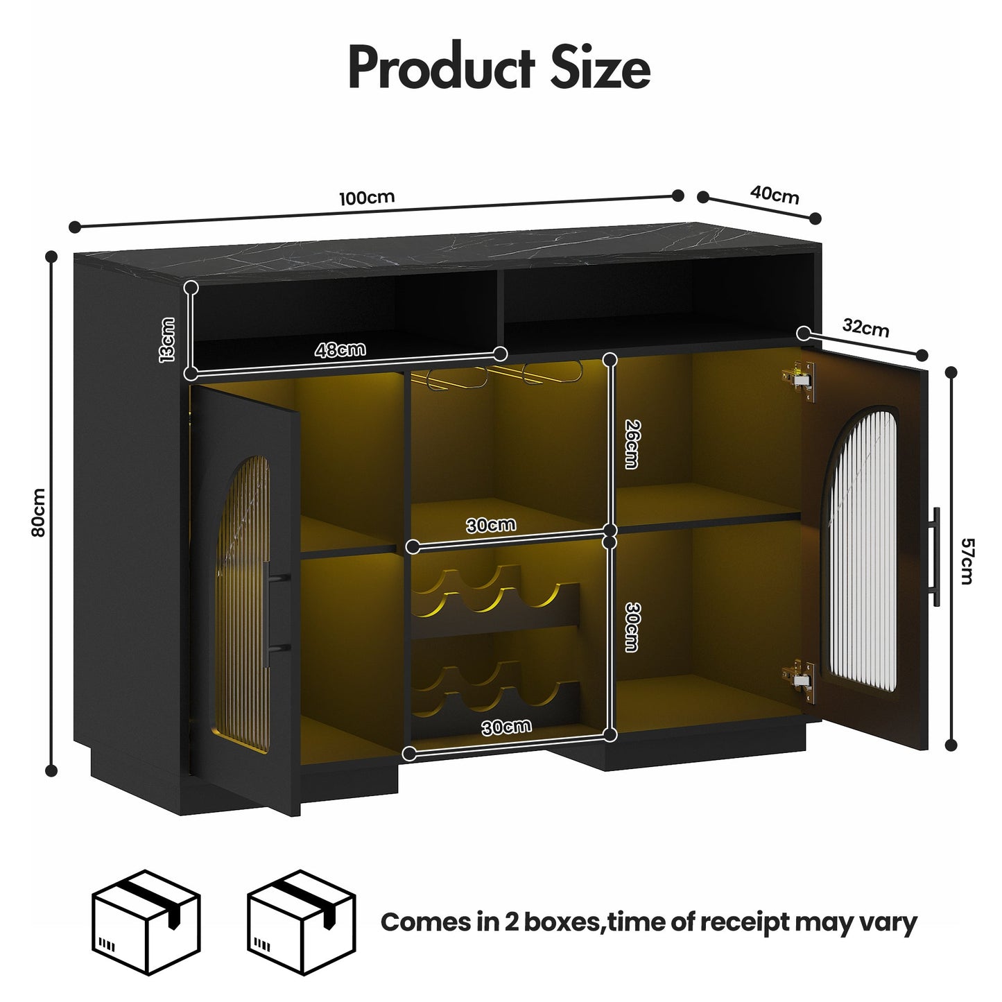 Advwin Storage Sideboard LED Buffet Cabinet
