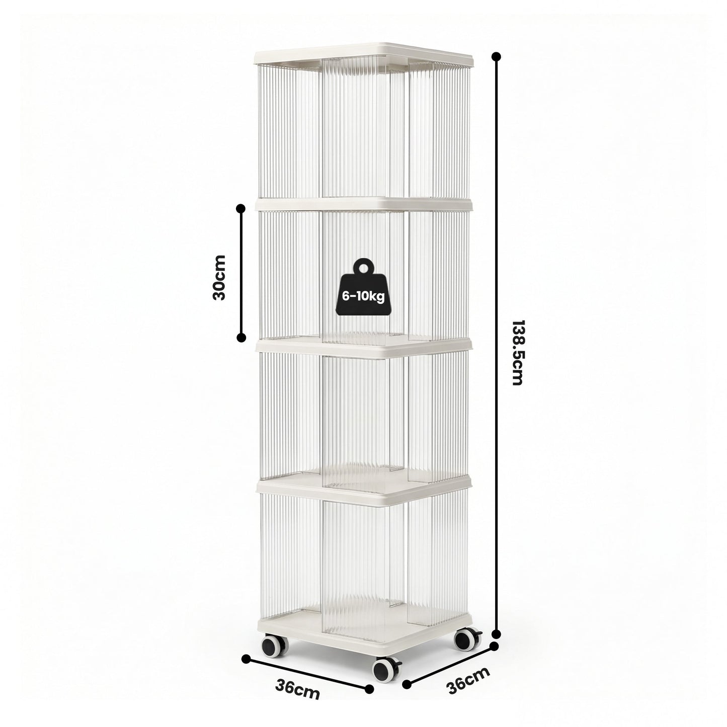 Advwin 4-Tier Rolling Bookshelf Storage Bookcase