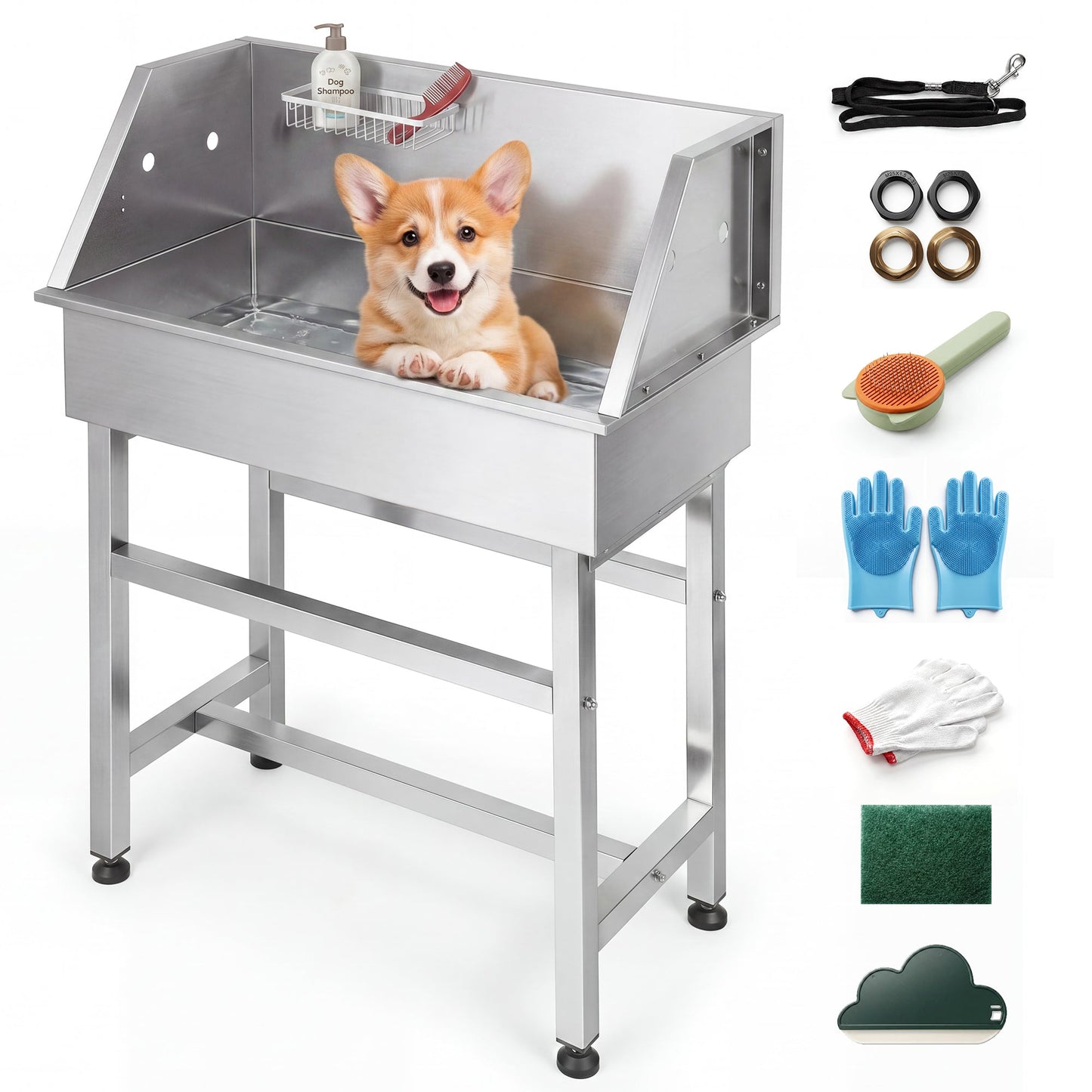 Advwin 34" Stainless Steel Dog Grooming Bath Tub
