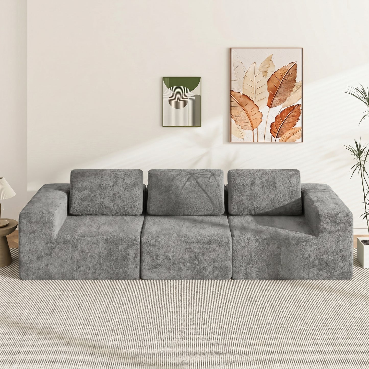 Advwin 3 Seater Chenille Fabric Modular Sectional Sofa