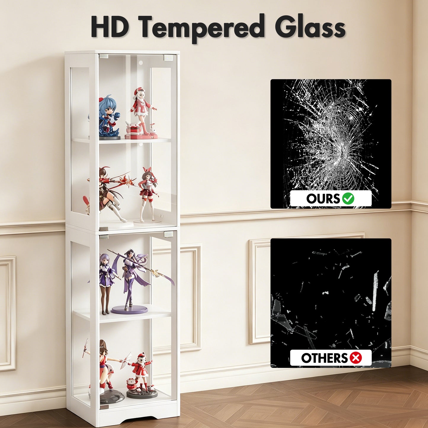 Advwin 4 Tier LED Glass Display Cabinet 160cm