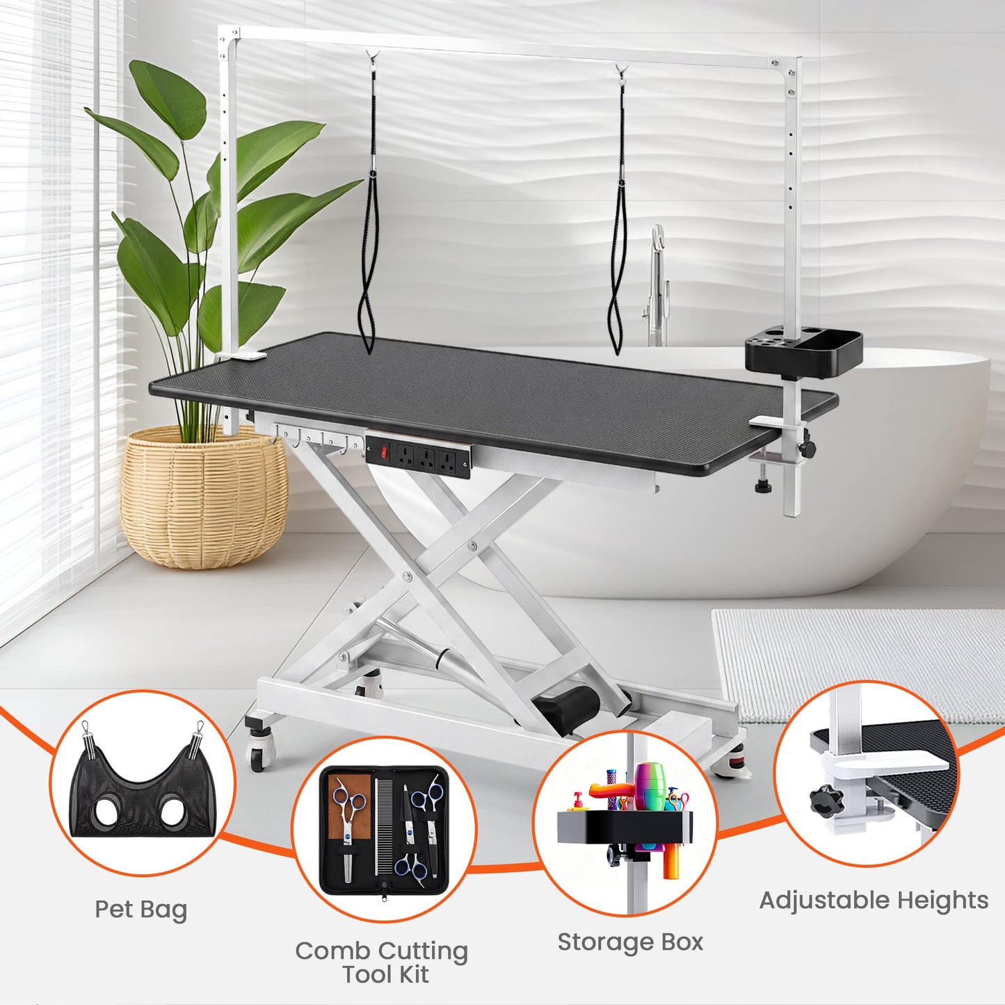 Advwin Electric Lift Dog Grooming Table w/ Charging Station