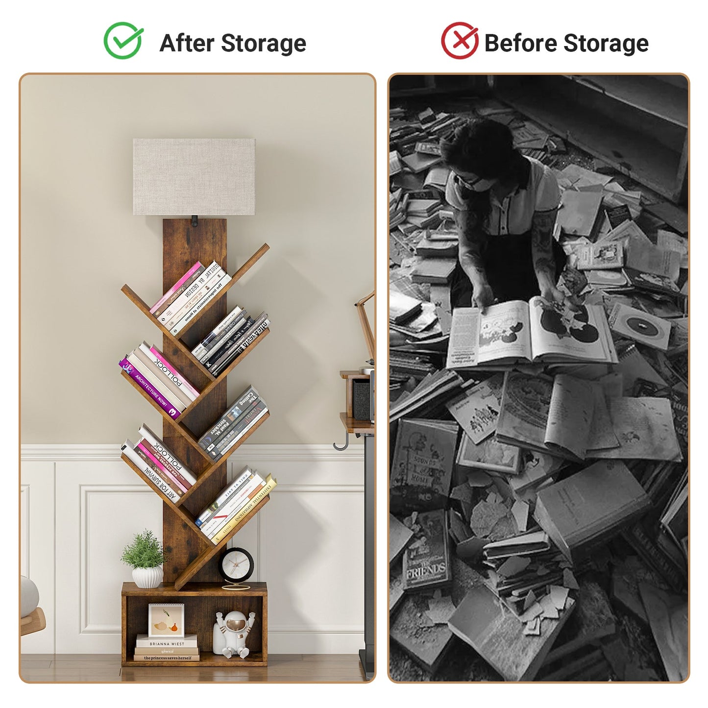 Advwin 6 Tier Tree Bookshelf w/ 3-Color Light