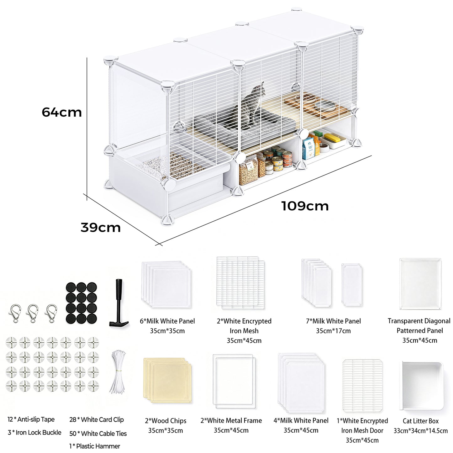 Advwin Indoor Cat Cage with Litter Box