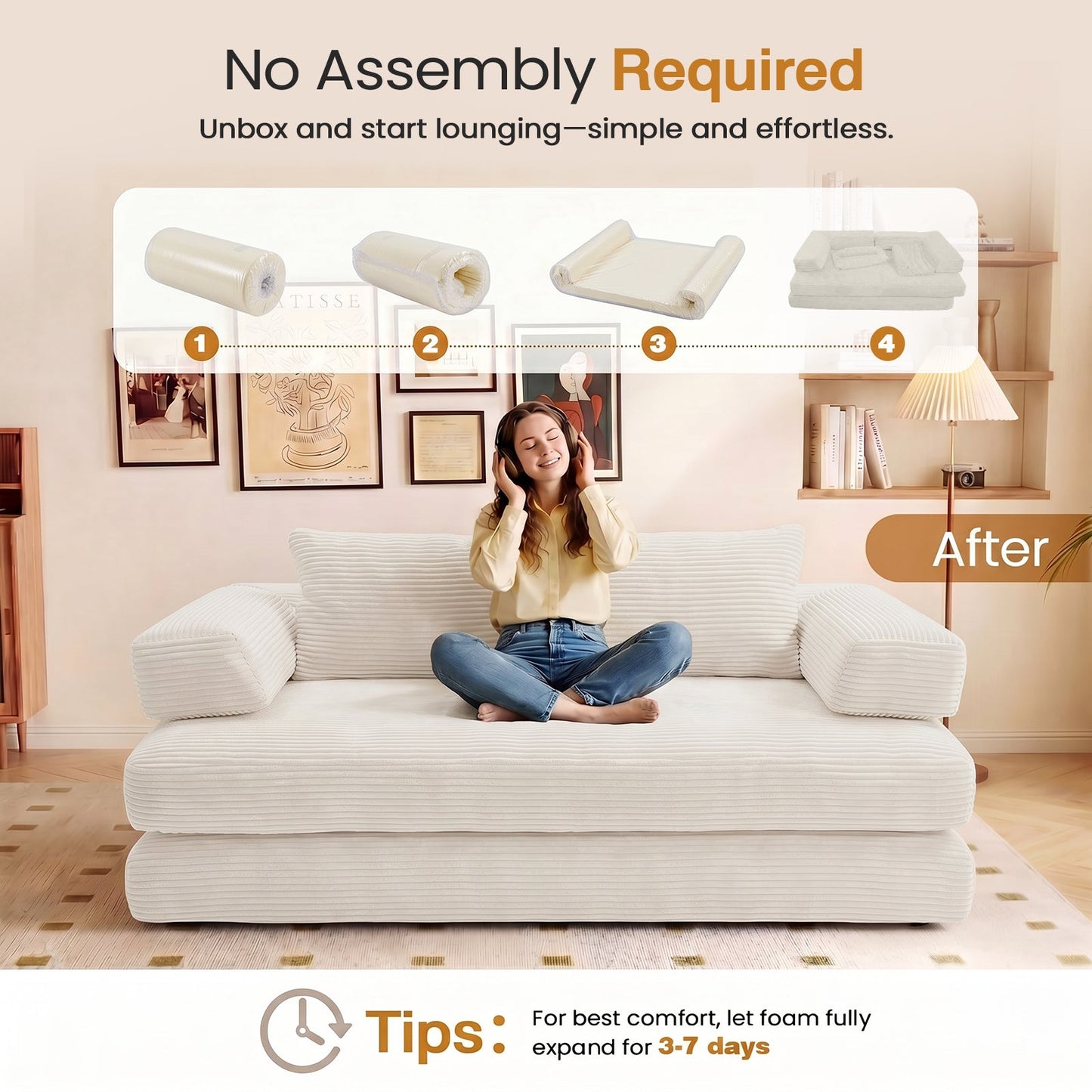 Advwin Folding Sofa Bed Convertible Floor Loveseat Sofa