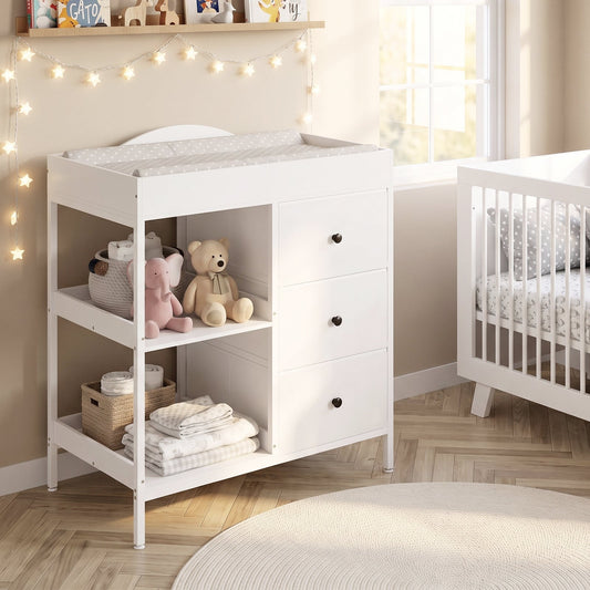 Advwin Baby Change Table with Casters & Drawers