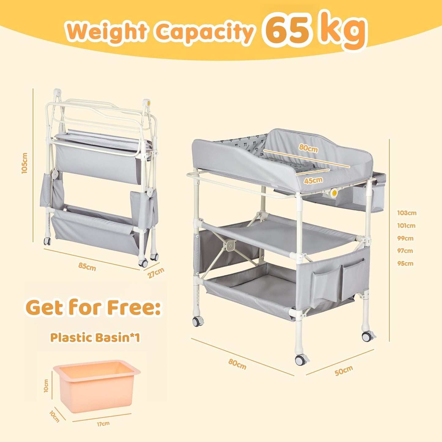 Advwin Portable Baby Changing Table with Adjustable Height