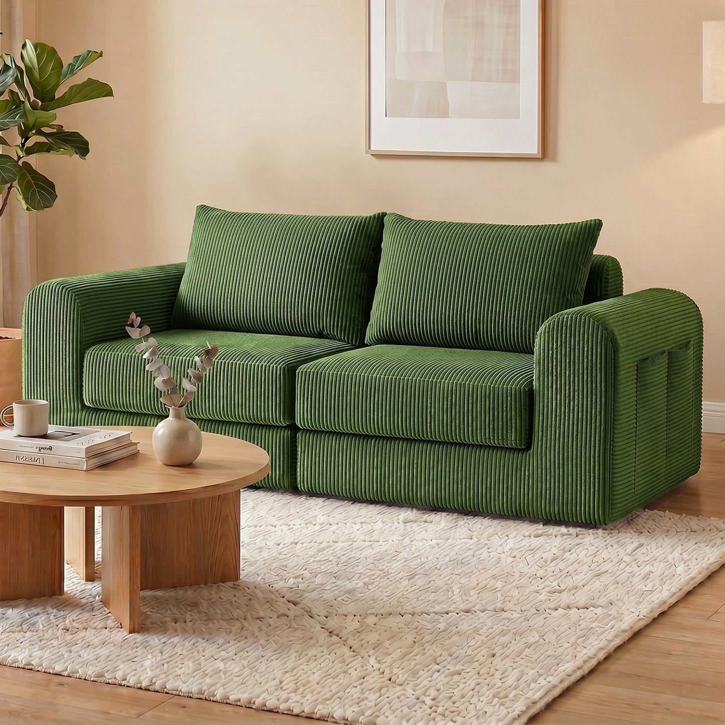 Advwin 172cm Modular Corduroy 3-in-1 Sofa Lounger