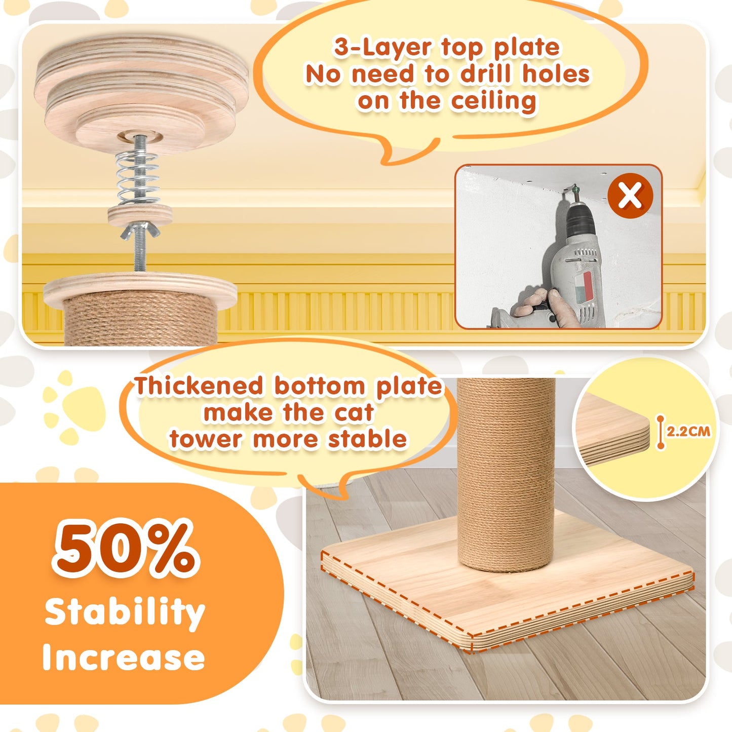 Advwin 5-Level Adjustable Cat Tree Tower 255¨C280cm