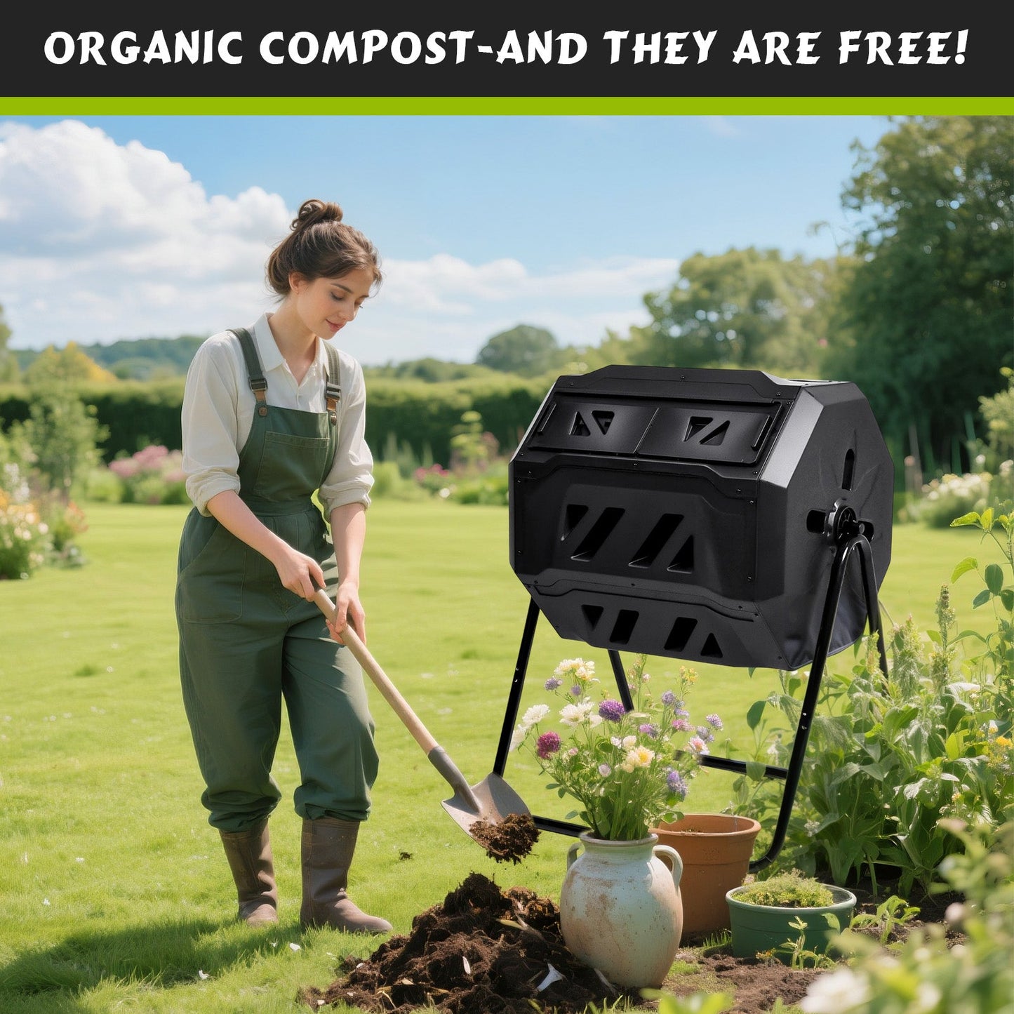 Advwin Garden Composting Bin Dual Chamber 160L