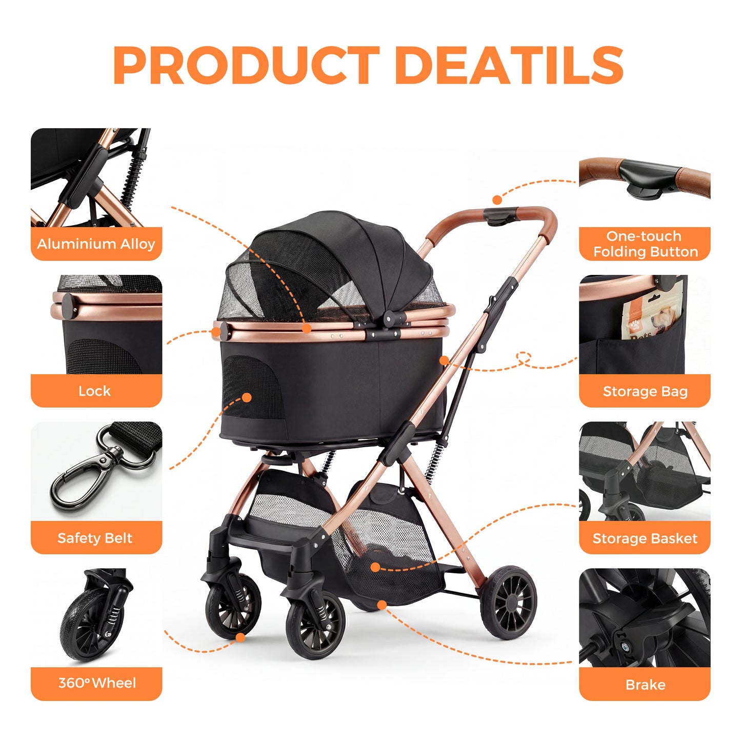 Advwin 3-in-1 Foldable Pet Stroller