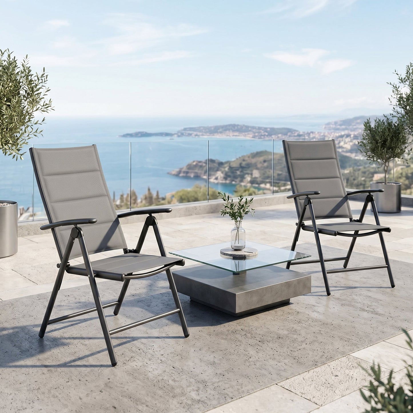 Advwin Folding Patio Chairs Set of 2 w/ Adjustable Backrest