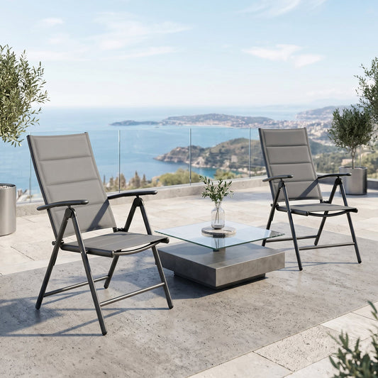 Advwin Folding Patio Chairs Set of 2 w/ Adjustable Backrest