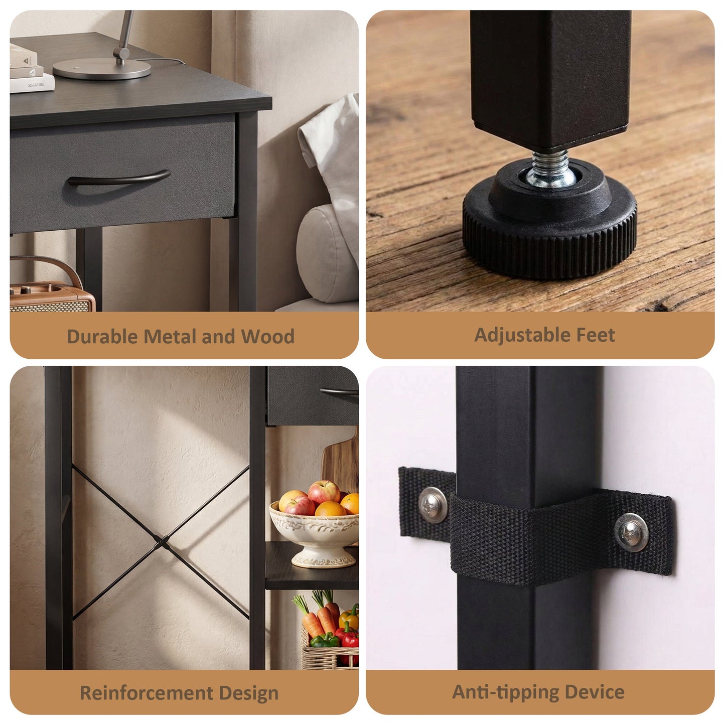 Advwin Printer Stand with Shredder Shelf & Charging Station