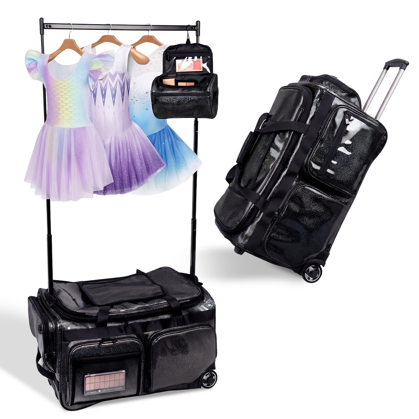 Advwin 26Inch Rolling Dance Bag with Garment Rack