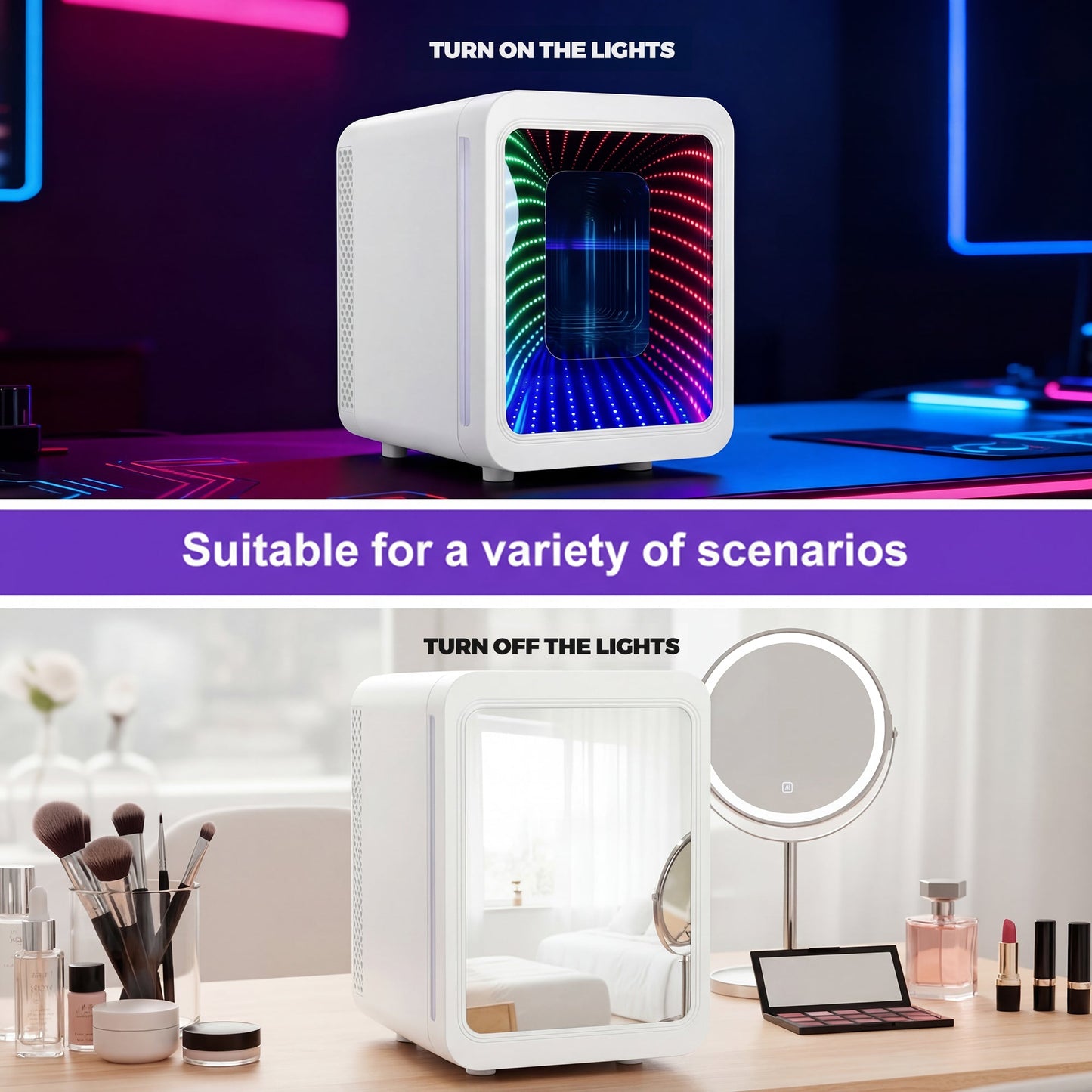 Advwin 4L Mini Fridge with LED Light White