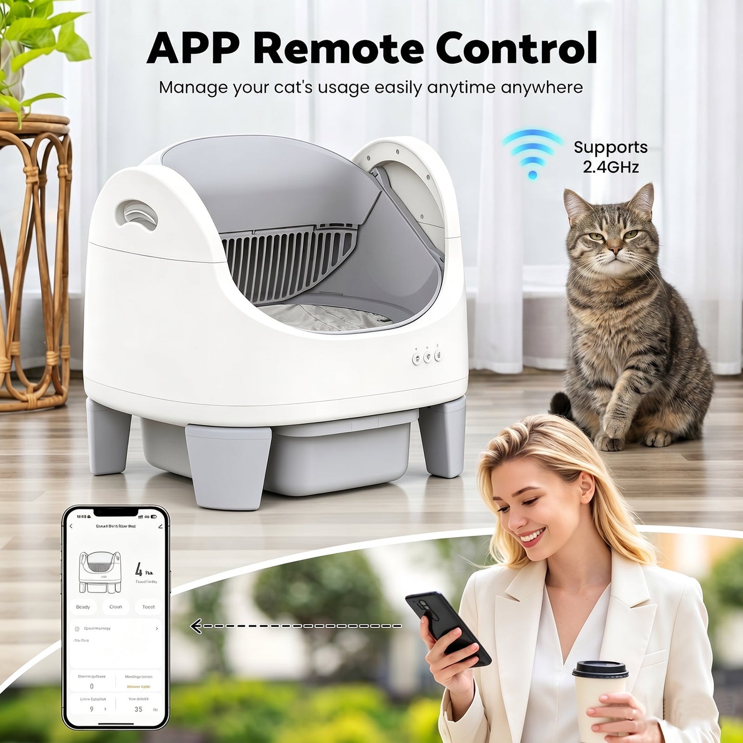 Advwin Self Cleaning Cat Litter Box w/ App Control