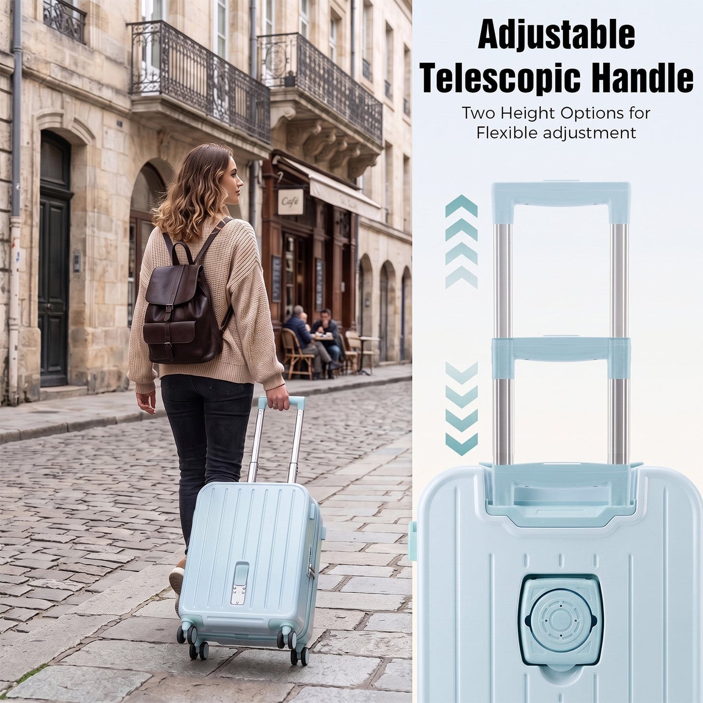 Advwin 2PCS Attachable Hardshell Luggage Set 14/20 Inch