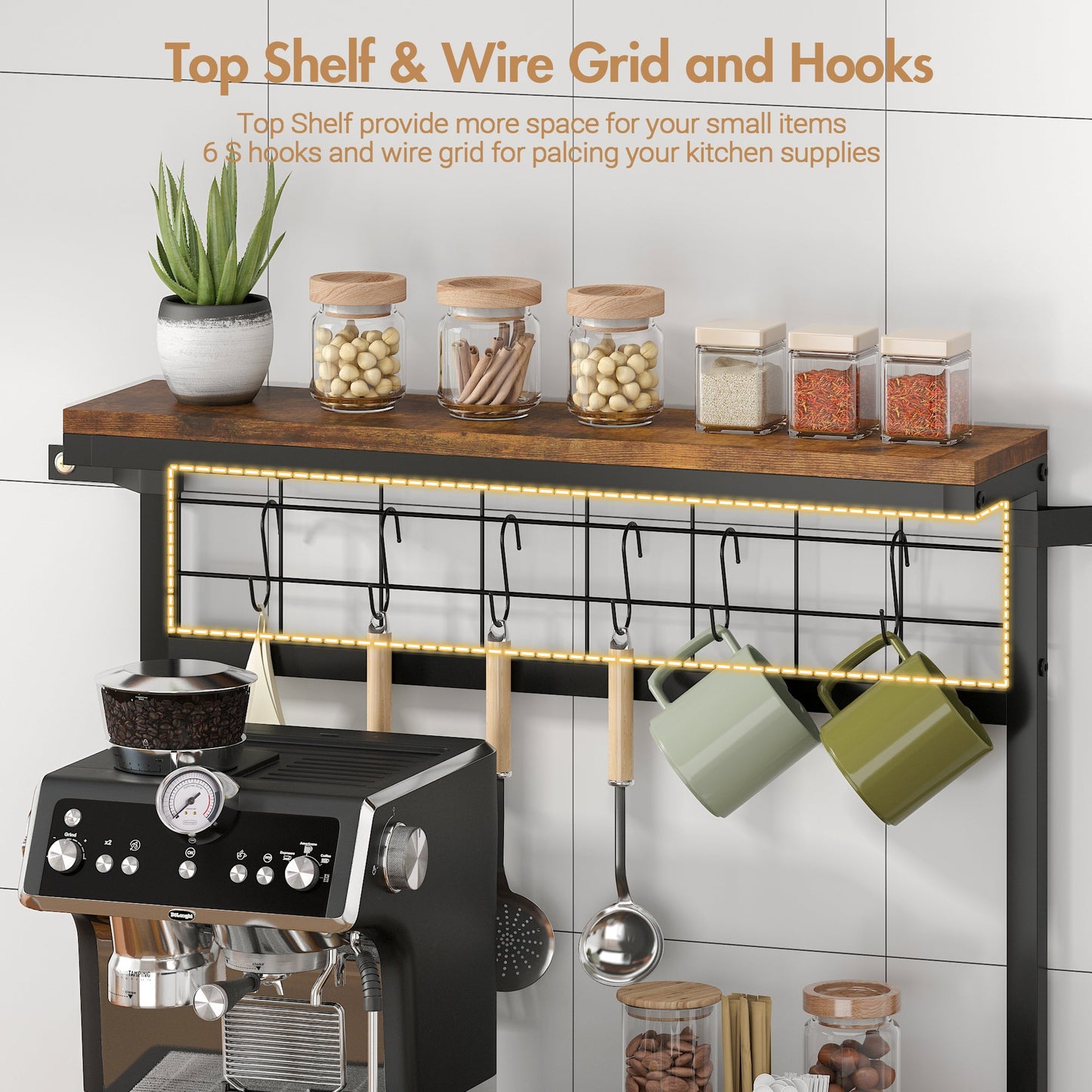 Advwin 4 Tiers Kitchen Bakers Rack with Power Outlet