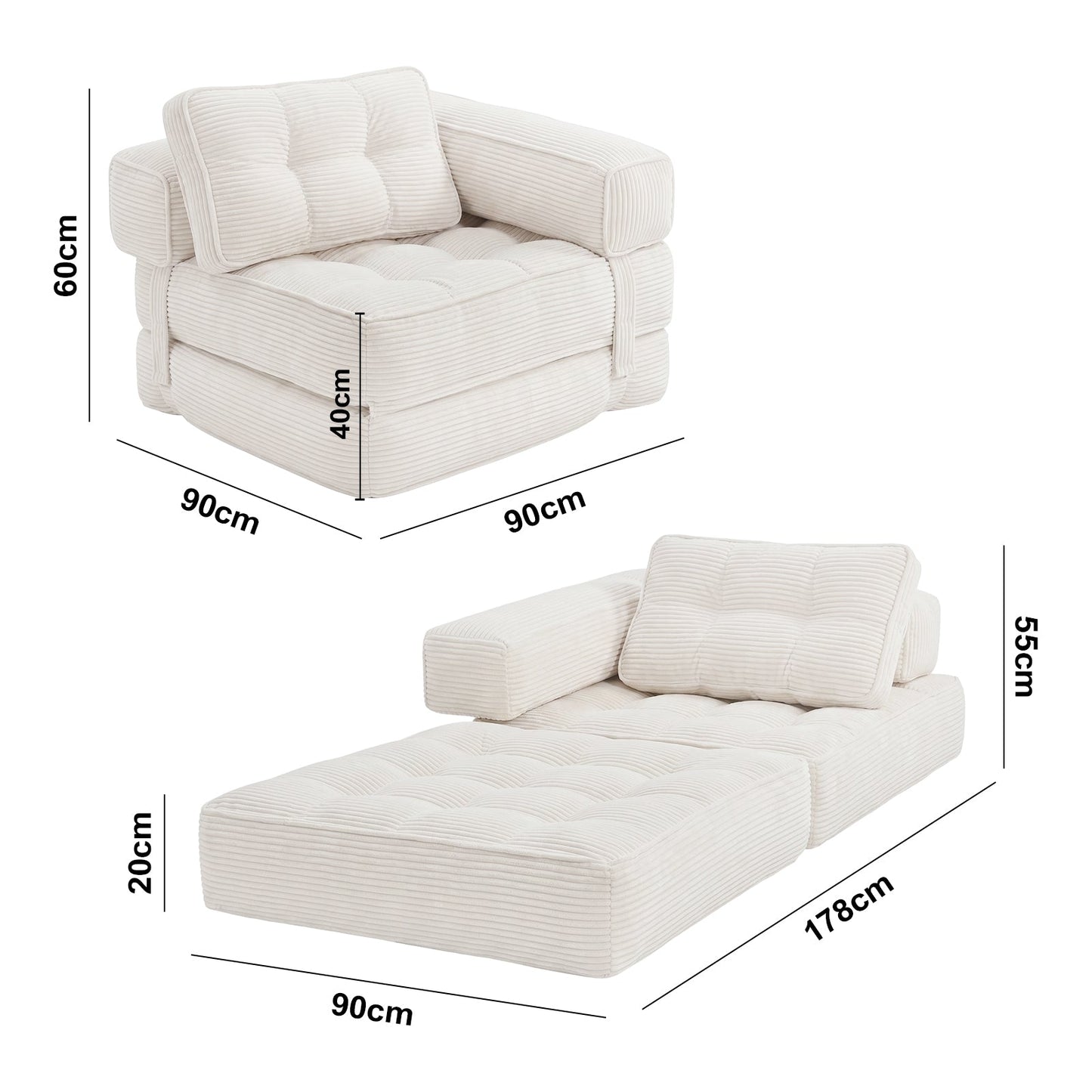 Advwin 3-in-1 Convertible Folding Sofa Bed