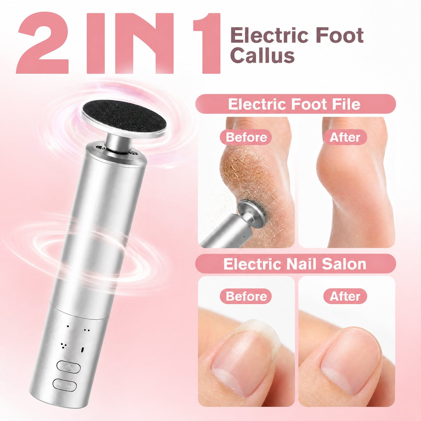 Advwin 2-IN-1 Foot Callus Remover 6-Speed Control